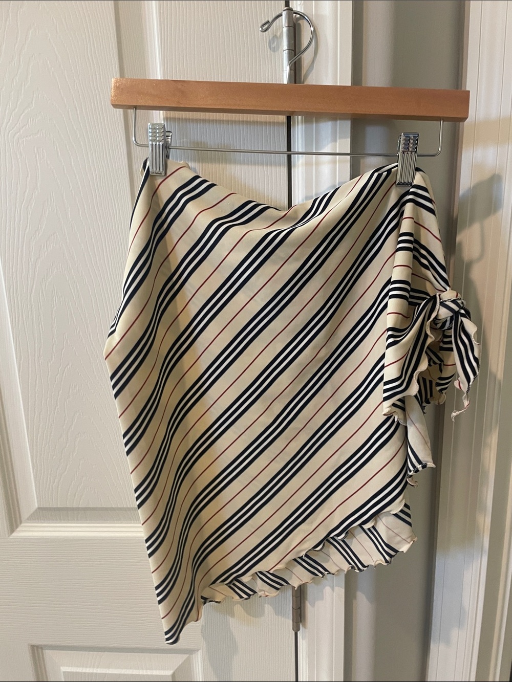 Burberry Cream Navy and Red Striped Swim Coverup Sarong